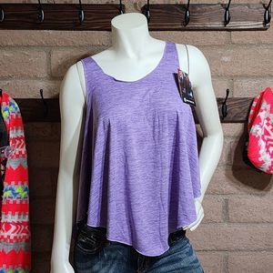 NWT BORN PRIMITIVE Handkerchief Hem Workout Top Size M Color Heather Purple